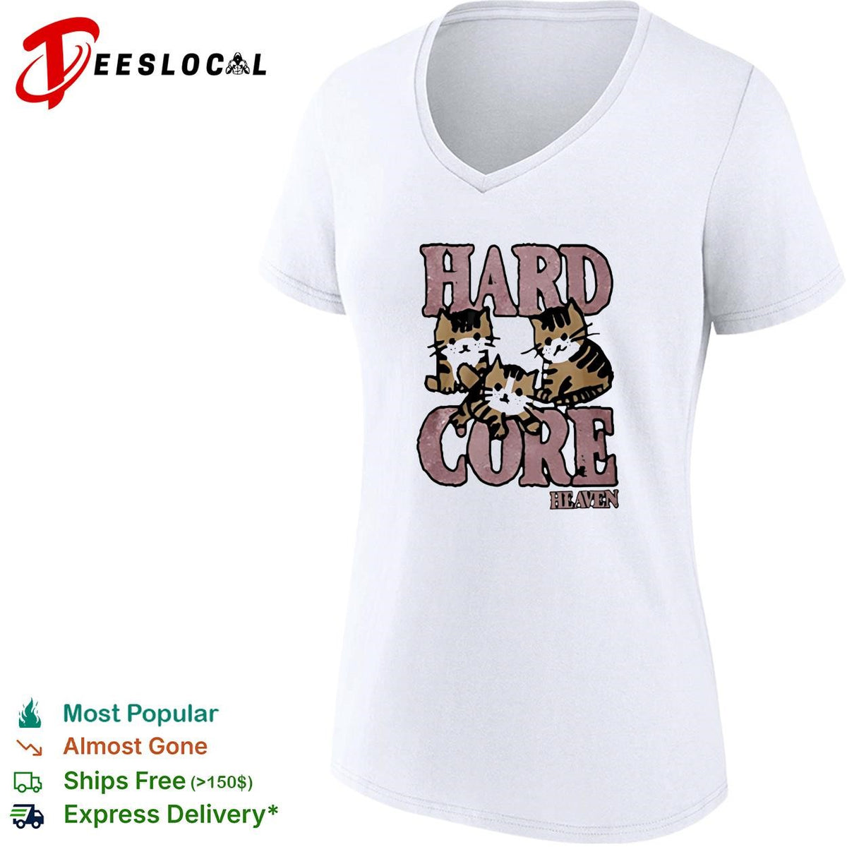 Hardcore heaven three kittens glitter cute graphic shirt