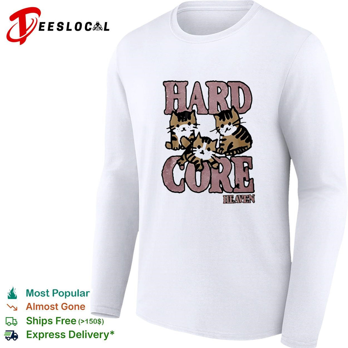 Hardcore heaven three kittens glitter cute graphic shirt