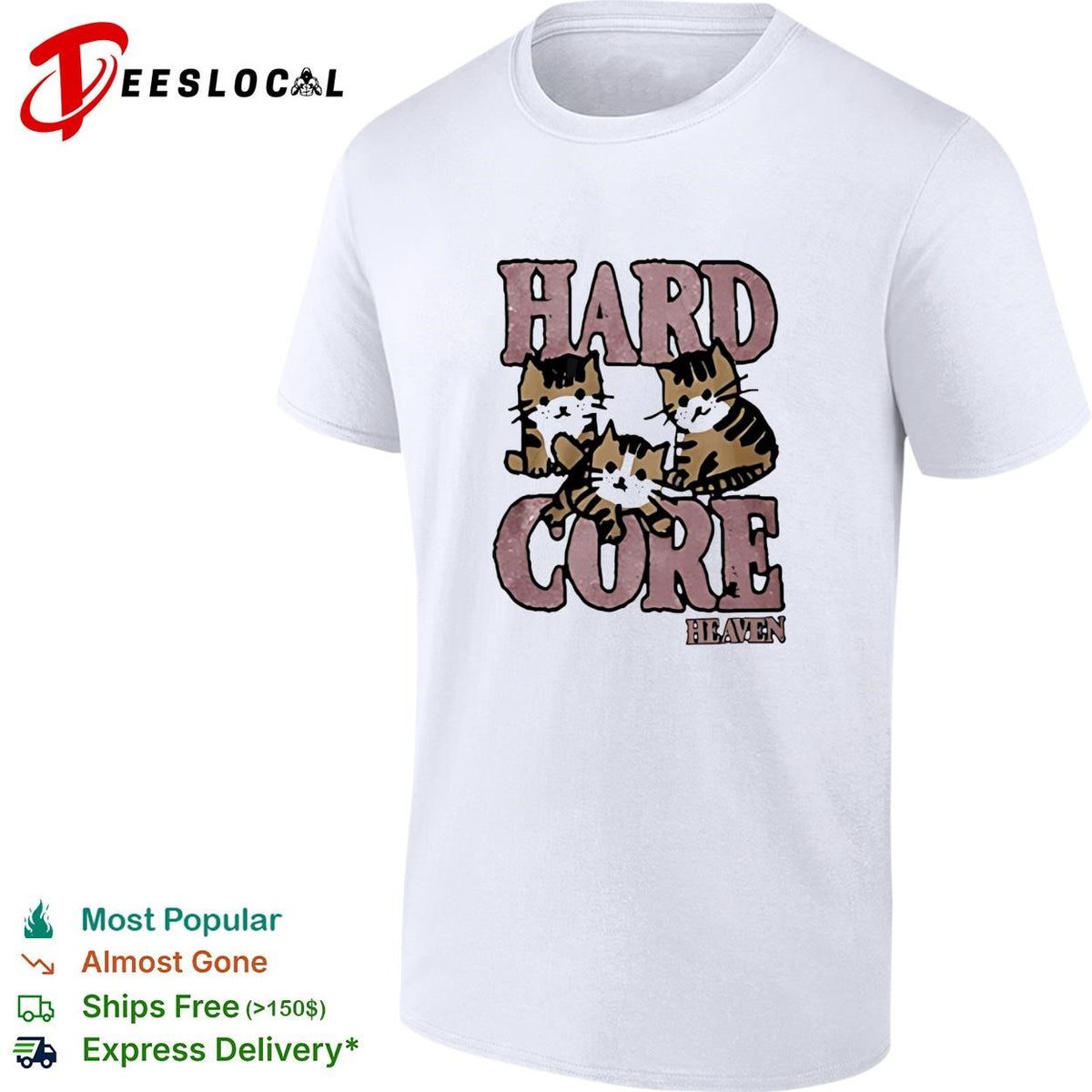 Hardcore heaven three kittens glitter cute graphic shirt