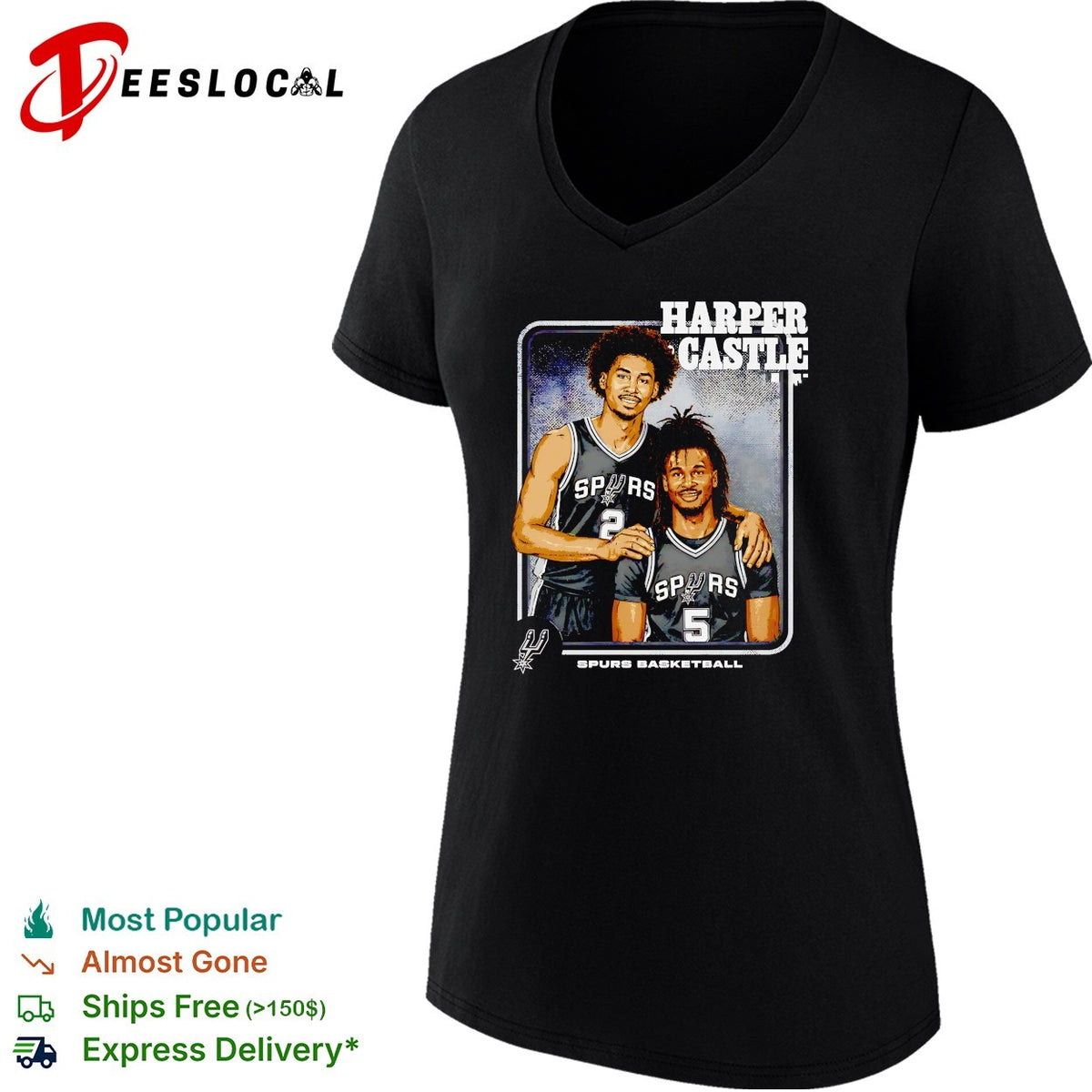 Harper Castle San Antonio Spurs basketball duo step brother portrait shirt
