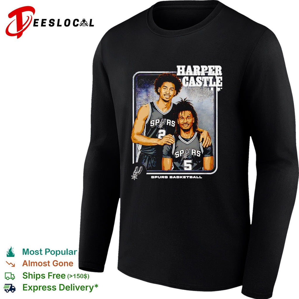 Harper Castle San Antonio Spurs basketball duo step brother portrait shirt