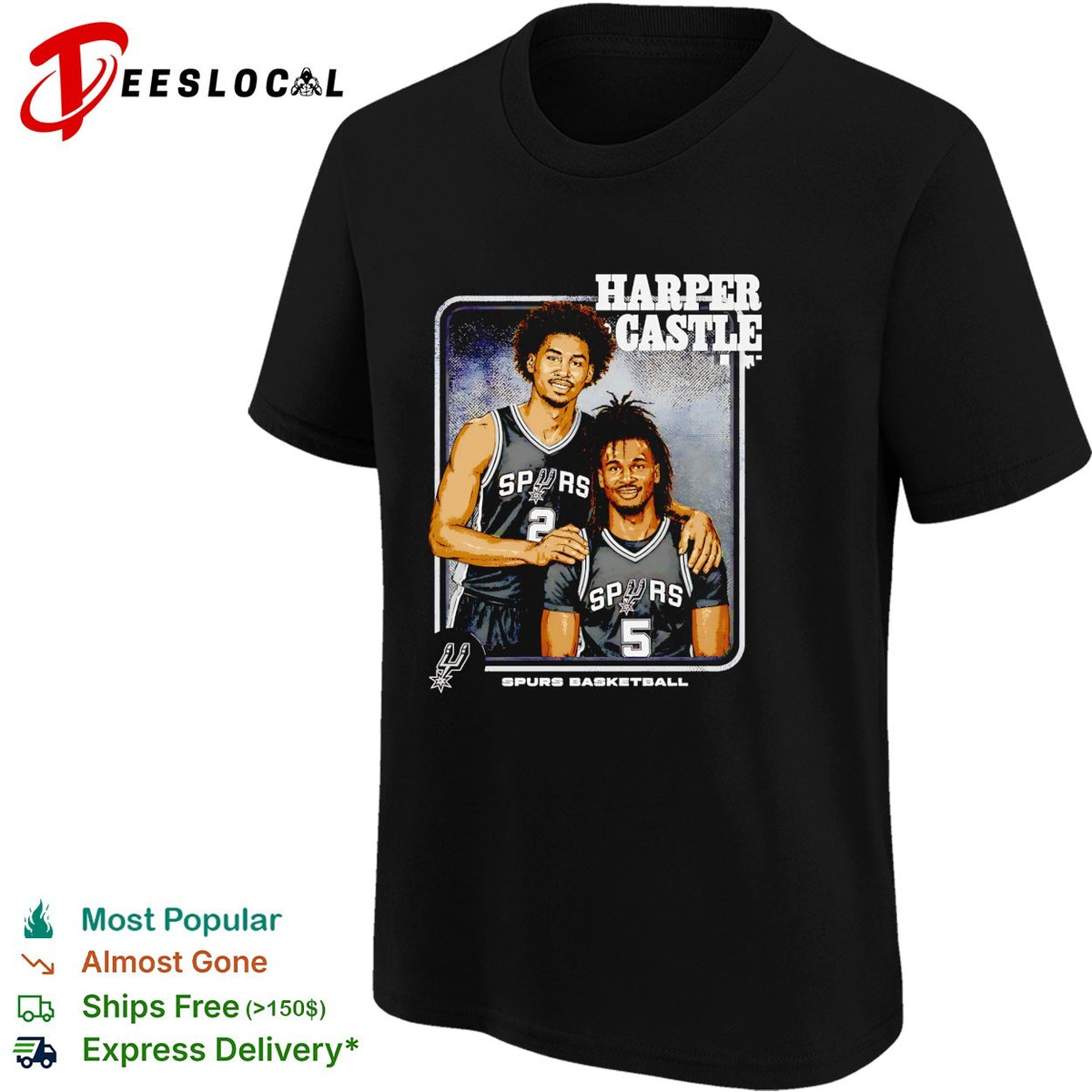 Harper Castle San Antonio Spurs basketball duo step brother portrait shirt