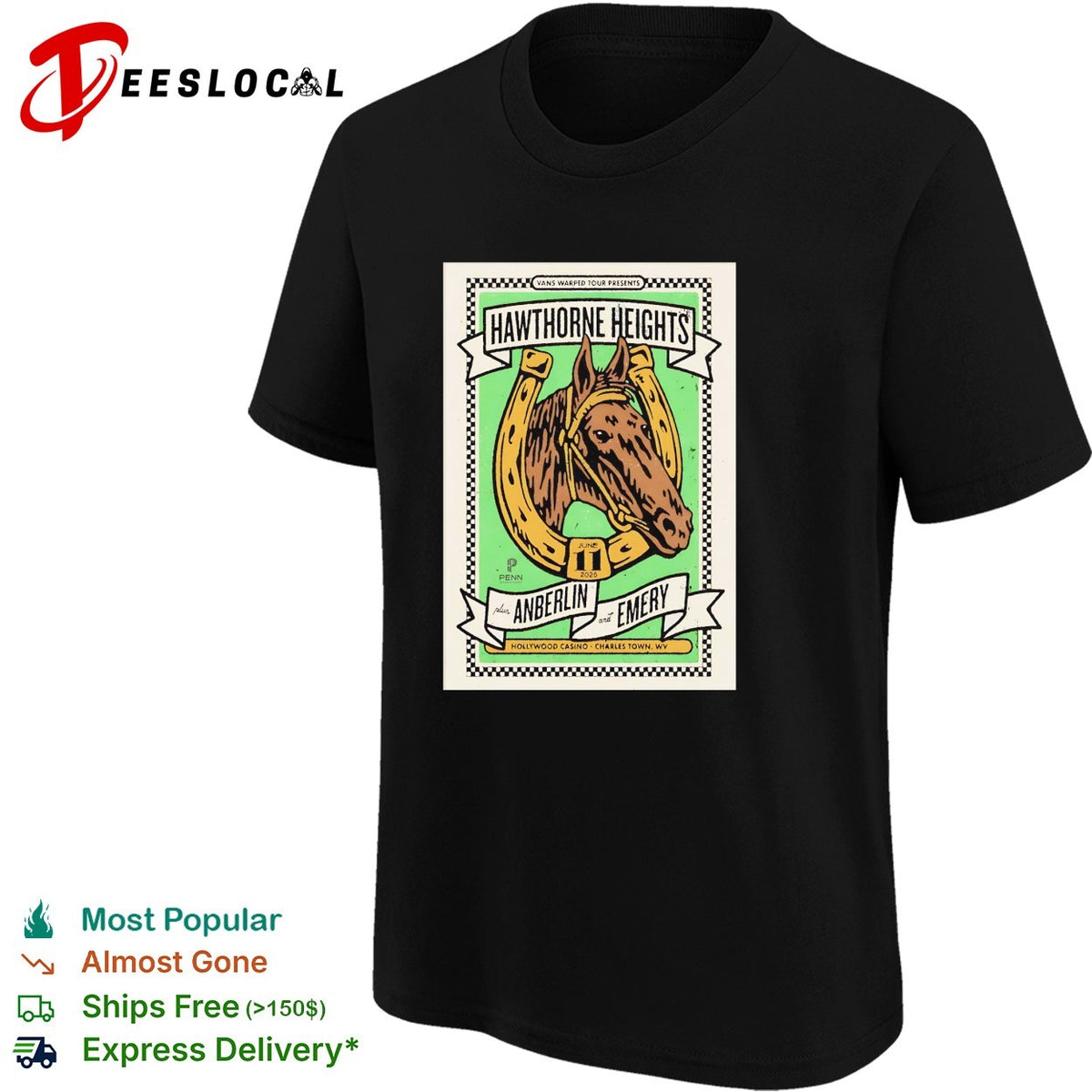 Hawthorne Heights Anberlin and Emery Vans Warped Tour June 11 2026 Casino shirt