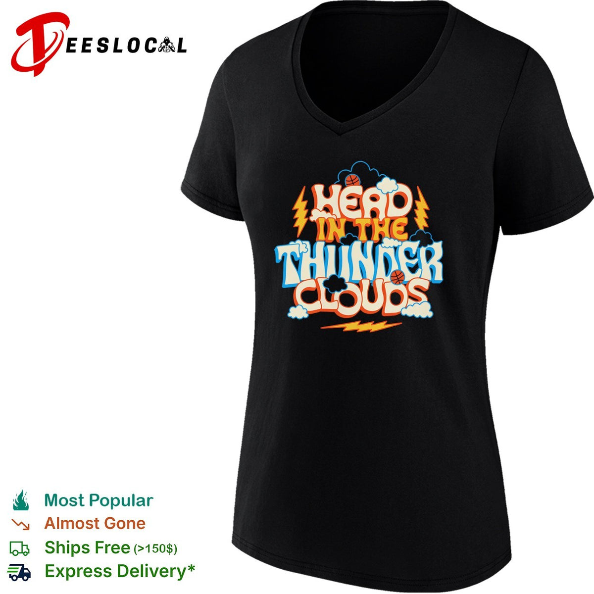 Head in the Thunder Clouds Oklahoma City Thunder NBA Basketball shirt