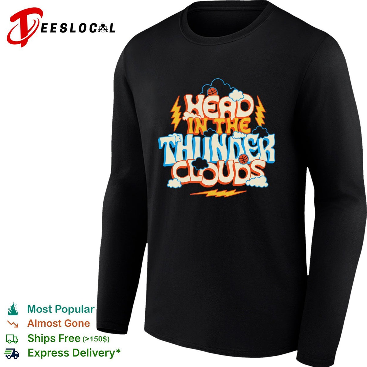 Head in the Thunder Clouds Oklahoma City Thunder NBA Basketball shirt