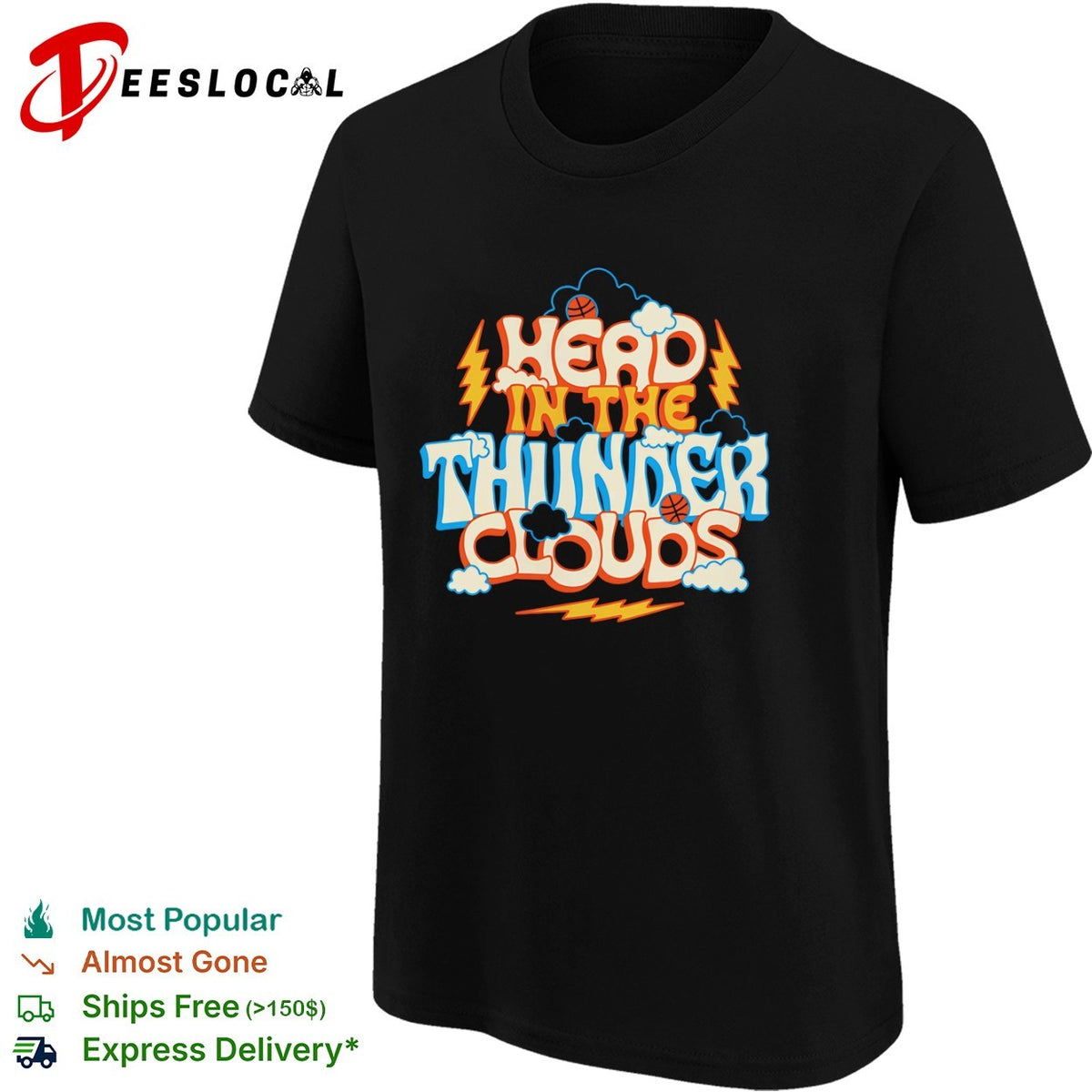 Head in the Thunder Clouds Oklahoma City Thunder NBA Basketball shirt