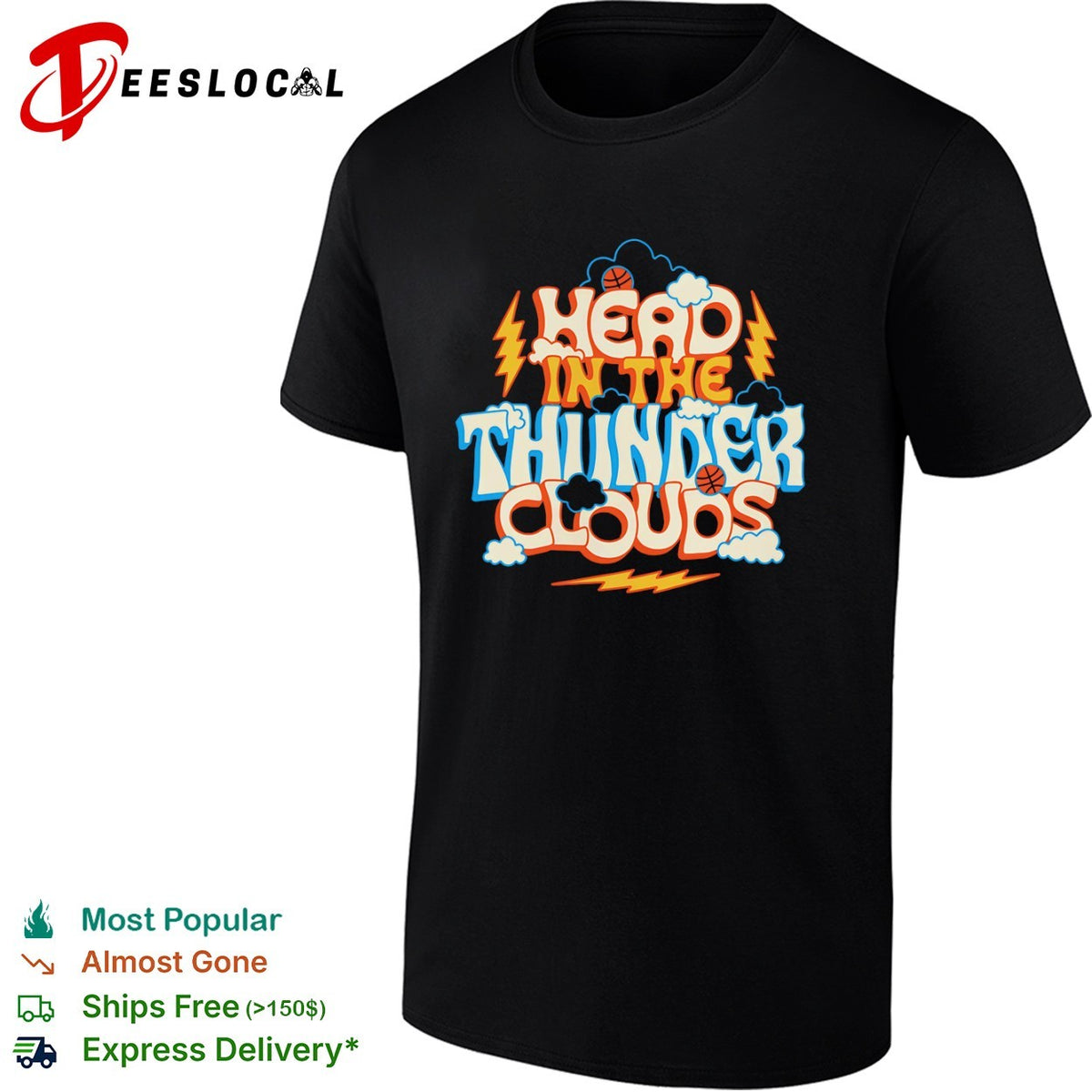 Head in the Thunder Clouds Oklahoma City Thunder NBA Basketball shirt