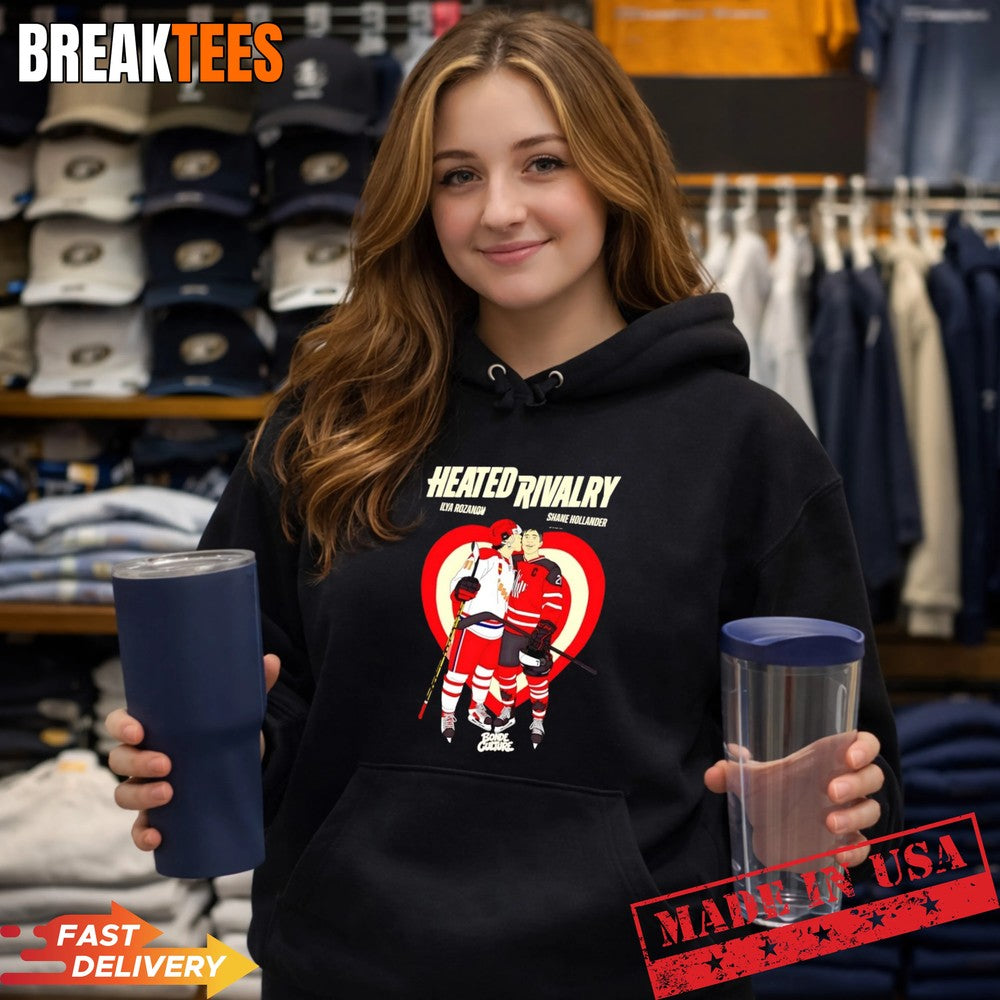 Heated Rivalry Characters Ilya Rozanov And Shane Hollander Hockey T-Shirt