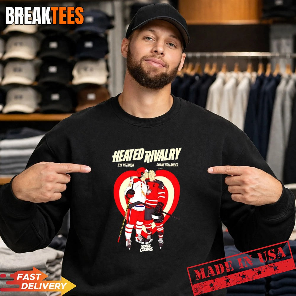 Heated Rivalry Characters Ilya Rozanov And Shane Hollander Hockey T-Shirt