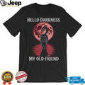 Hello Darkness My Old Friend Black Cat Full Moon Graphic Tee