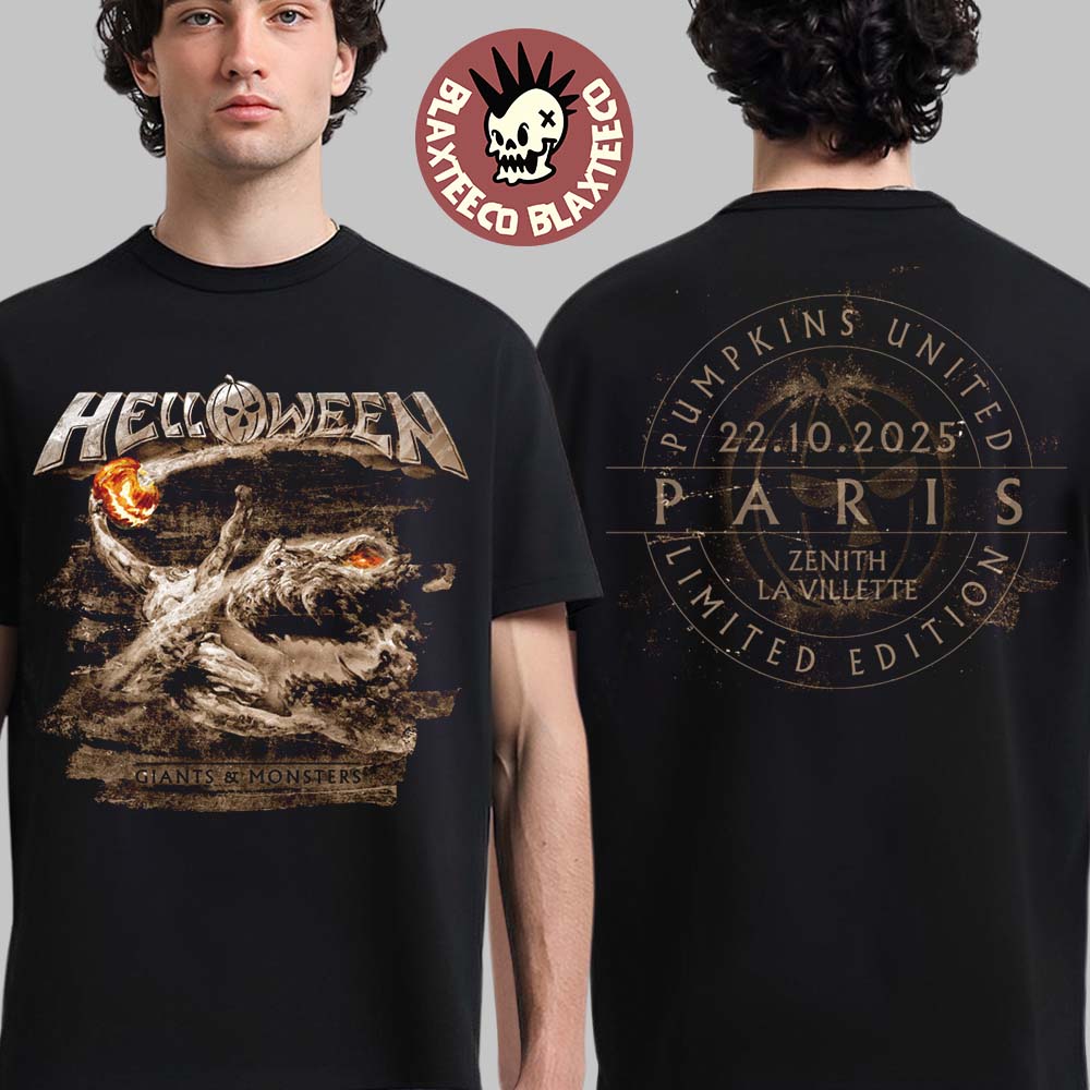 Helloween Giants And Monsters Tour 2025 Vintage Orange Pumpkin Paris At Zenith La Villette On November 22 2025 T-Shirt