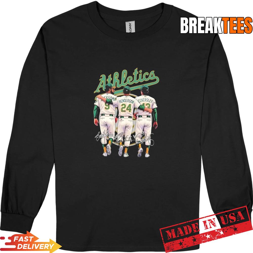 Henderson Eckersley Legends Oakland Athletics Baseball Signatures T-Shirt