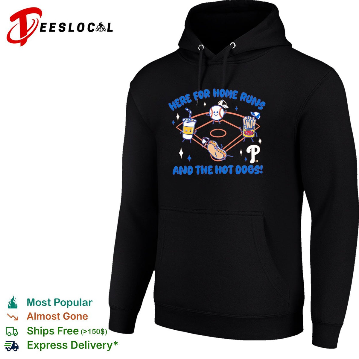 Here for home runs and the hot dogs Philadelphia Phillies mascot food MLB shirt