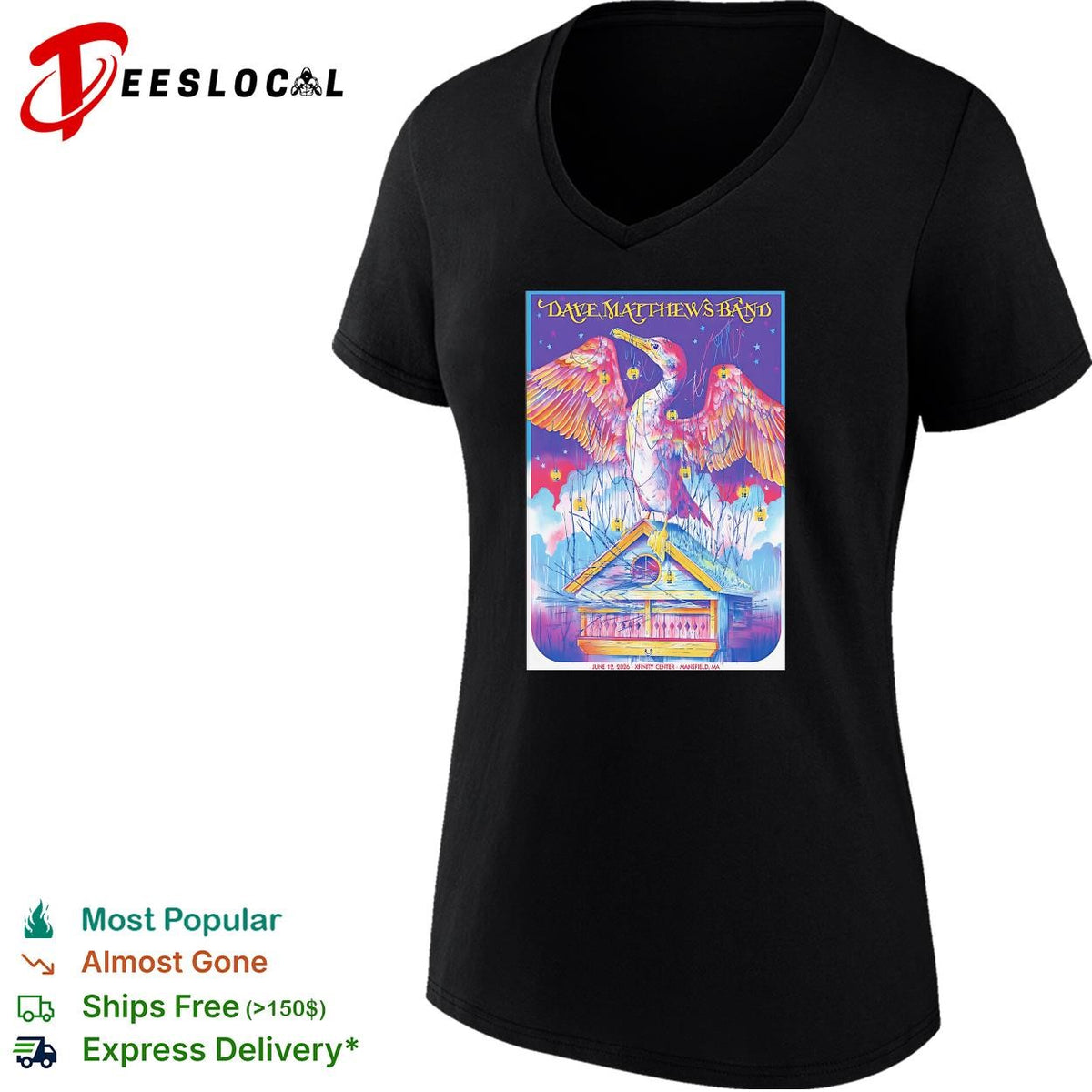 Heron bird colorful psychedelic concert poster art shirt