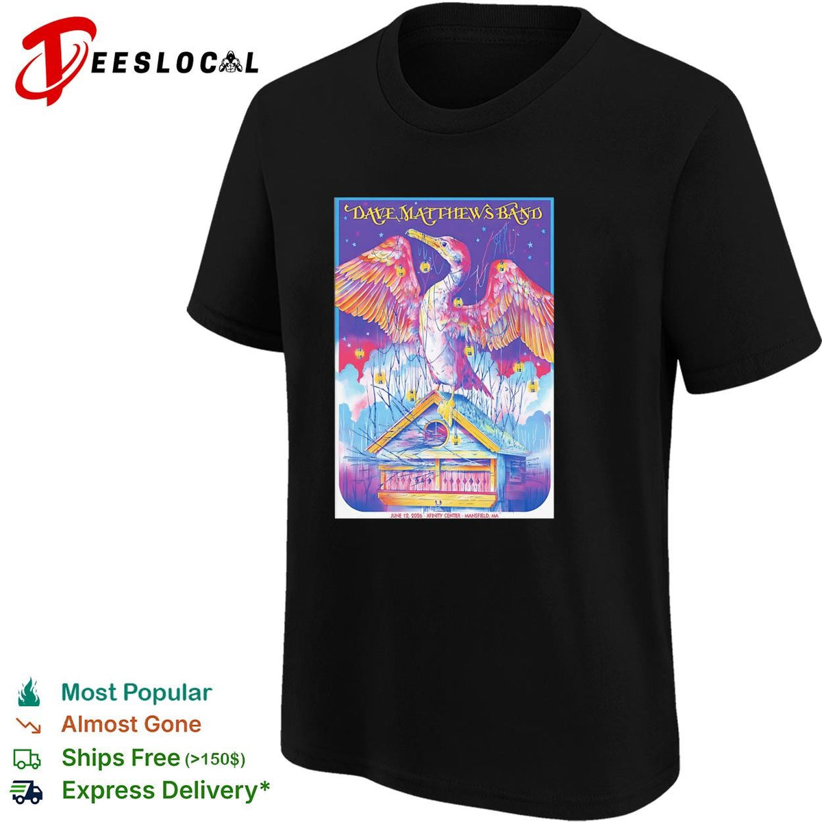 Heron bird colorful psychedelic concert poster art shirt
