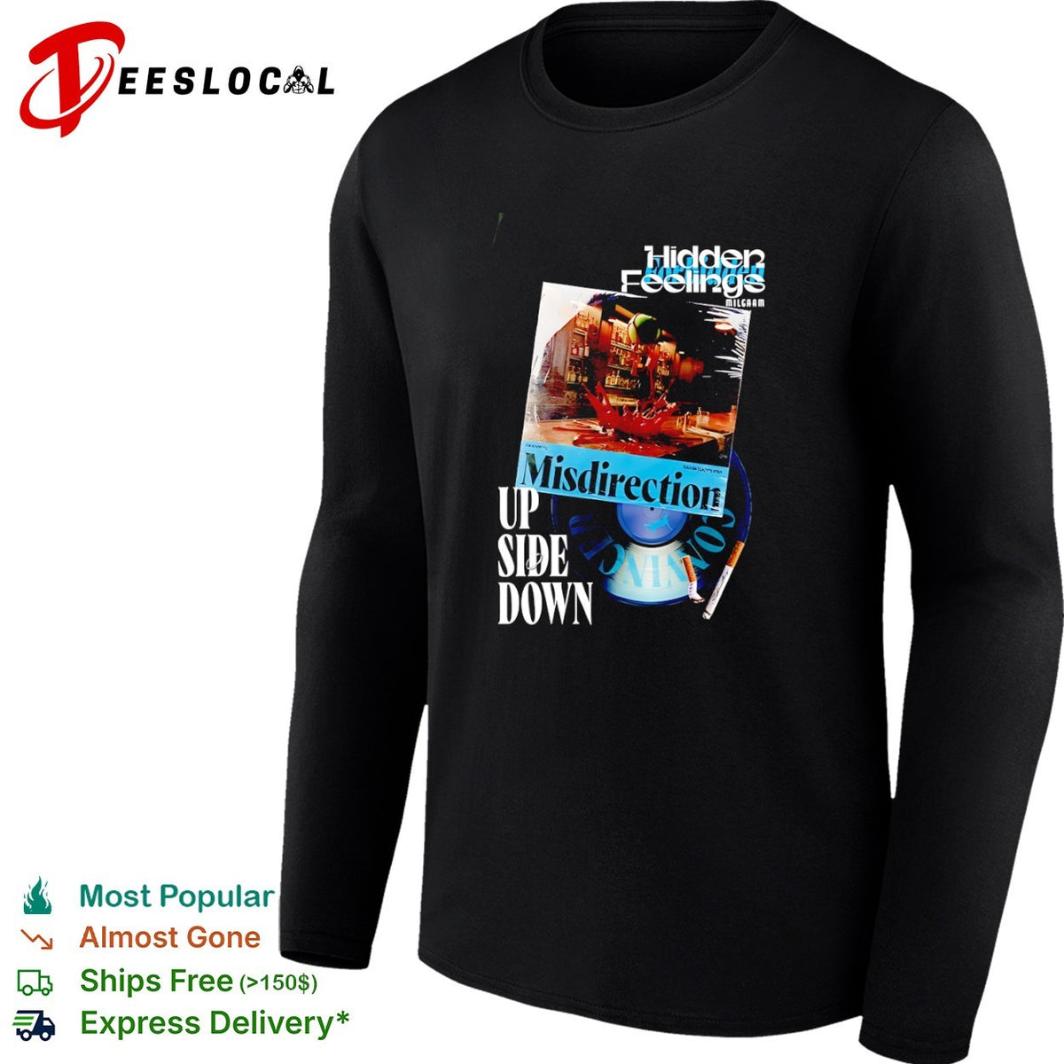 Hidden Feelings Milgaam Misdirection Maagerade Up Side Down Vinyl Record Music shirt
