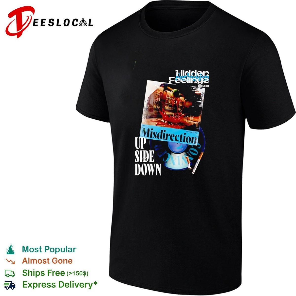 Hidden Feelings Milgaam Misdirection Maagerade Up Side Down Vinyl Record Music shirt