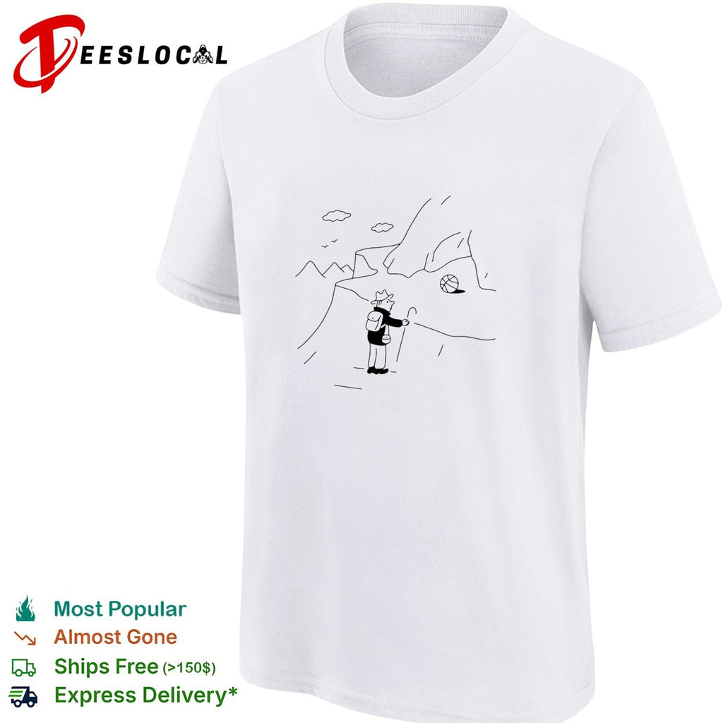 Hiker finding a basketball in the mountains shirt