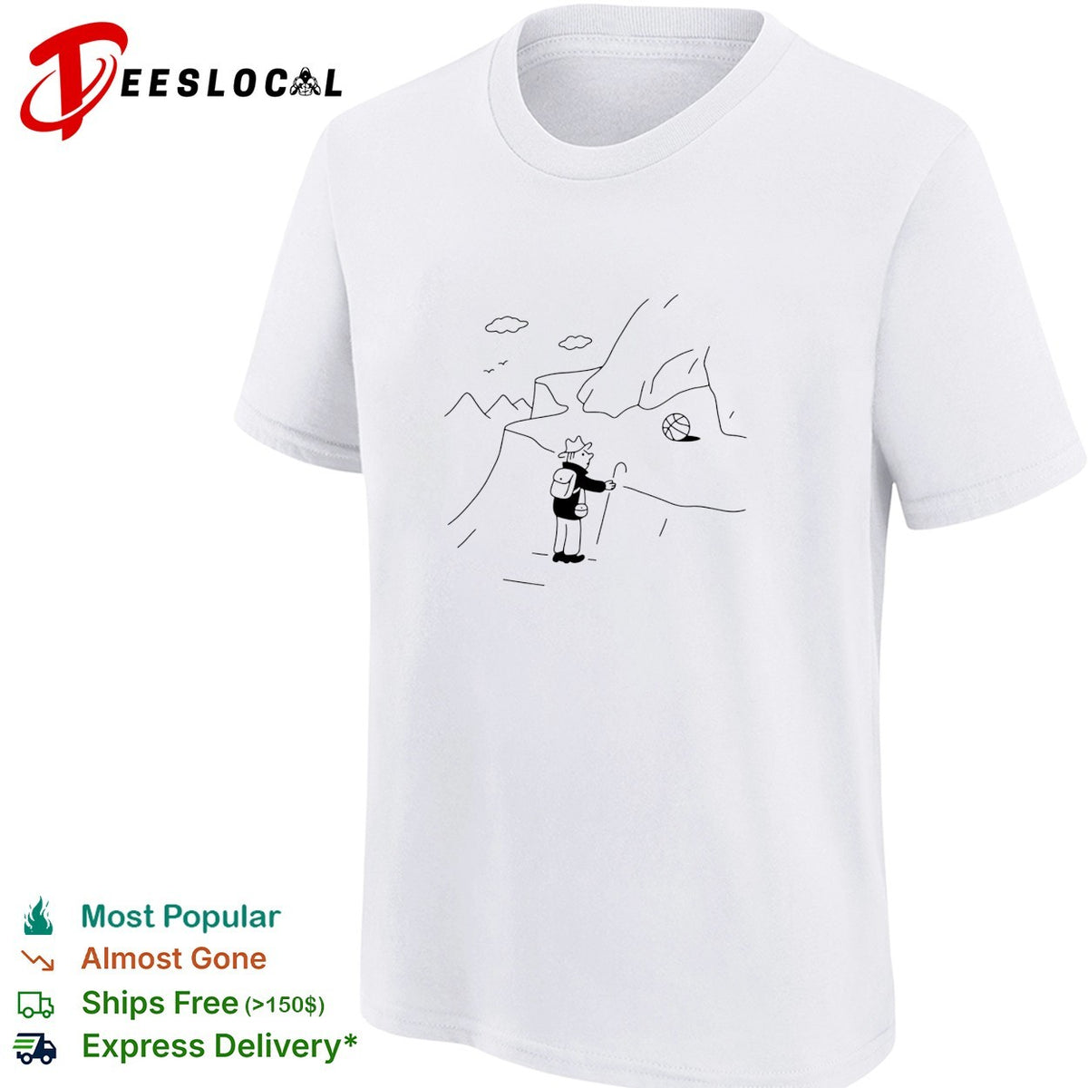 Hiker finding a basketball in the mountains shirt
