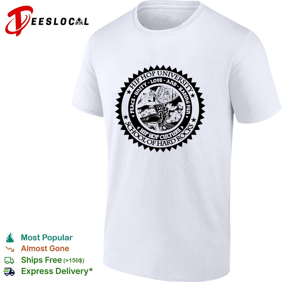 Hip Hop University Peace Unity Love and Having Fun School of Hard Rocks shirt