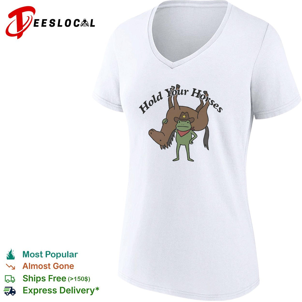 Hold your horses frog cowboy humor funny animal shirt