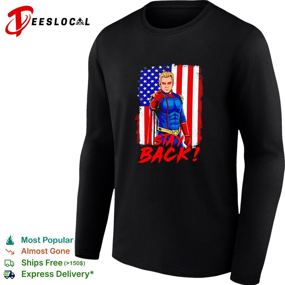 Homelander stay back superhero The Boys USA flag shirt