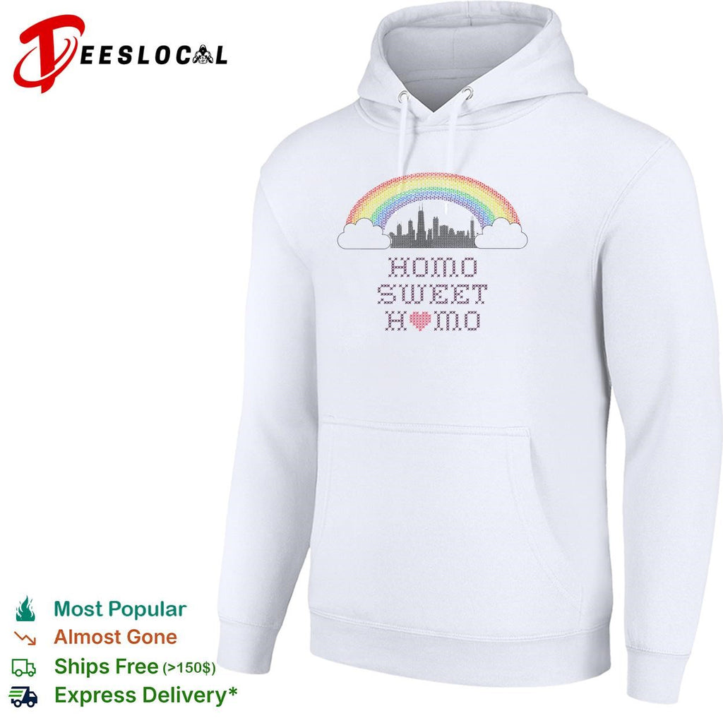 Homo sweet home rainbow pride city skyline LGBTQ graphic shirt