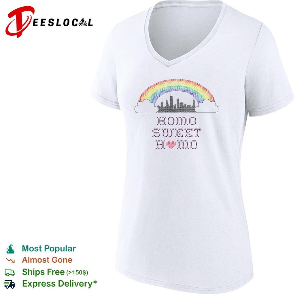 Homo sweet home rainbow pride city skyline LGBTQ graphic shirt