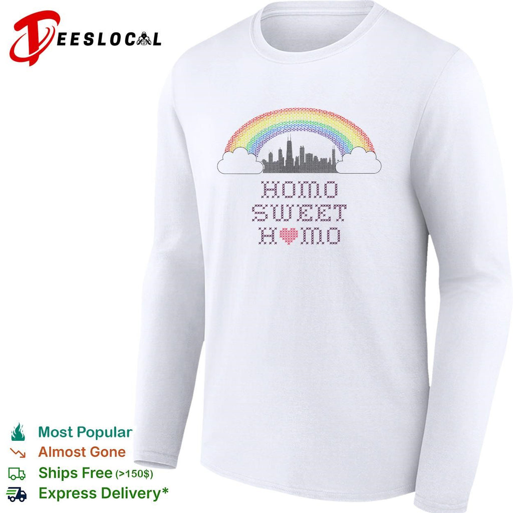Homo sweet home rainbow pride city skyline LGBTQ graphic shirt