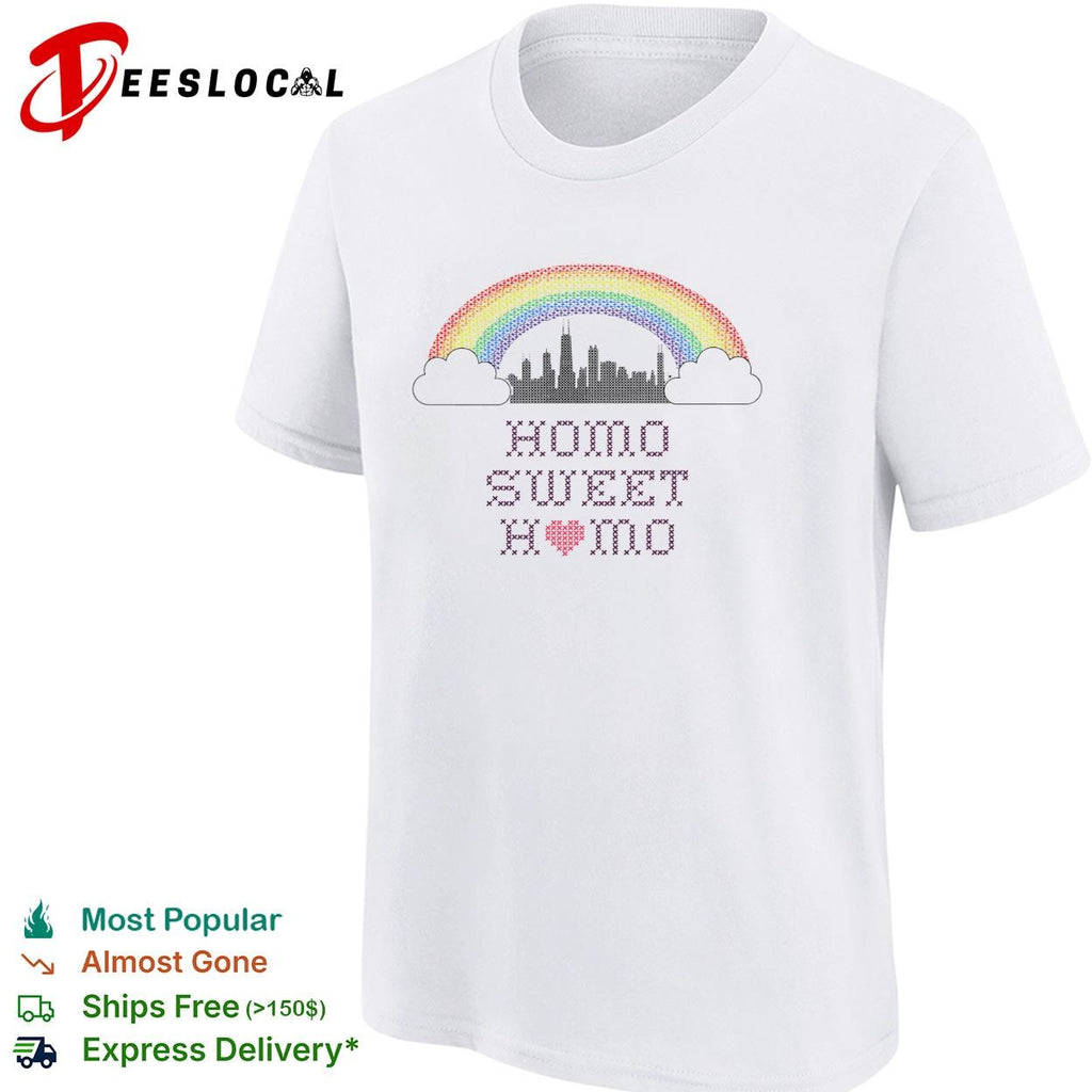Homo sweet home rainbow pride city skyline LGBTQ graphic shirt