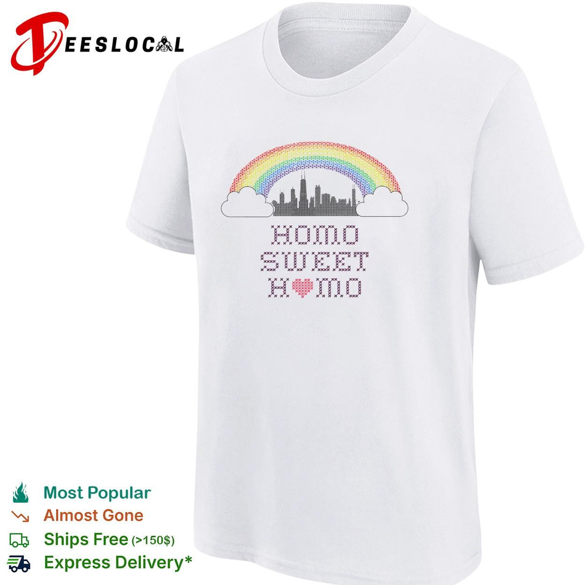 Homo sweet home rainbow pride city skyline LGBTQ graphic shirt