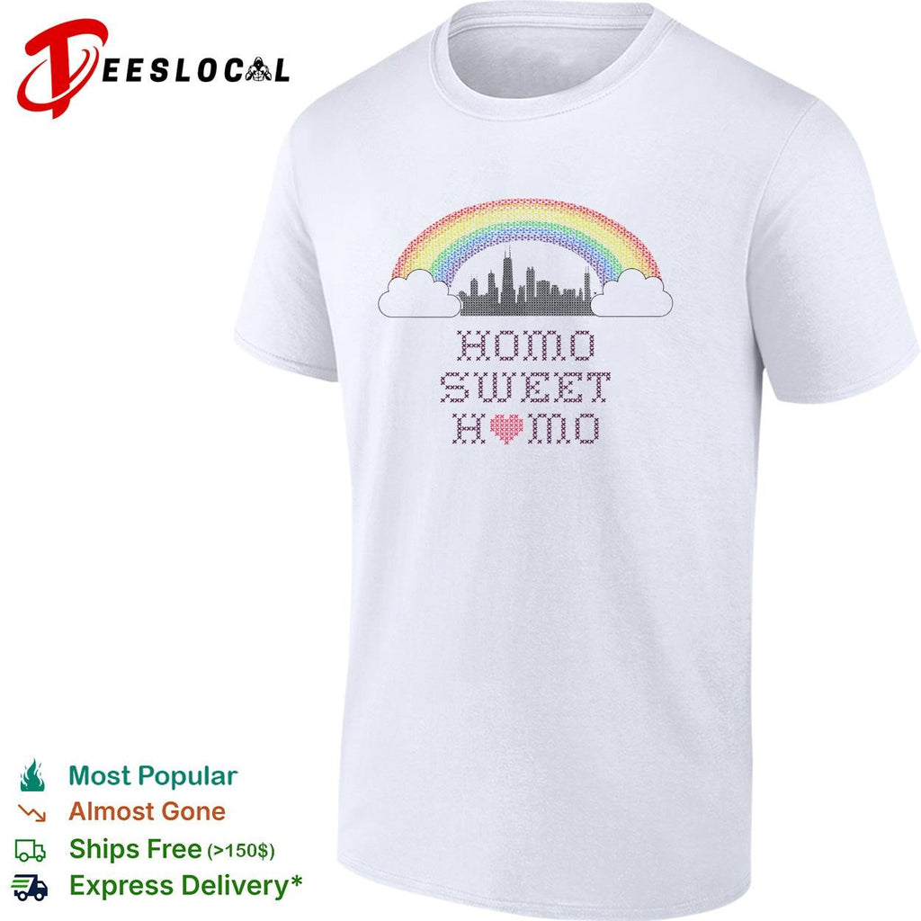 Homo sweet home rainbow pride city skyline LGBTQ graphic shirt