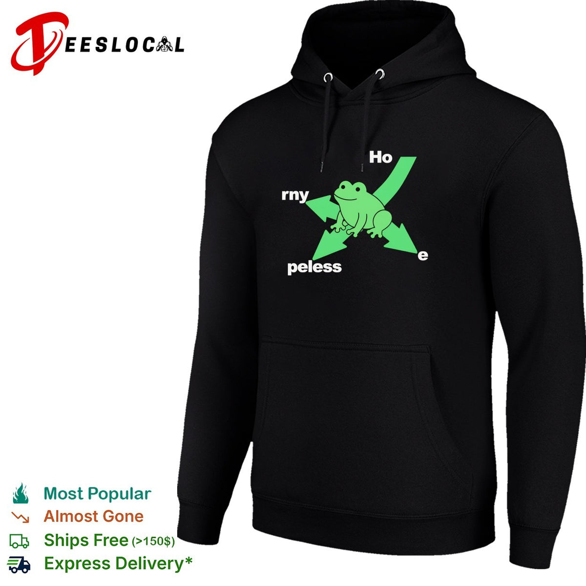 Hopeless and horny frog wordplay arrow cartoon shirt