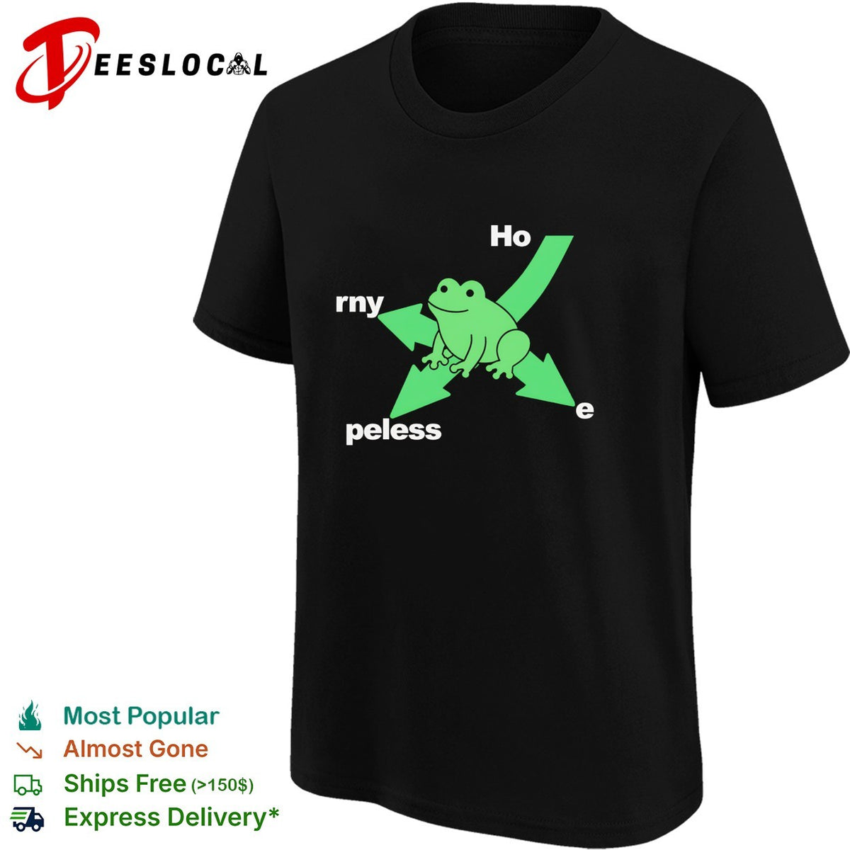 Hopeless and horny frog wordplay arrow cartoon shirt
