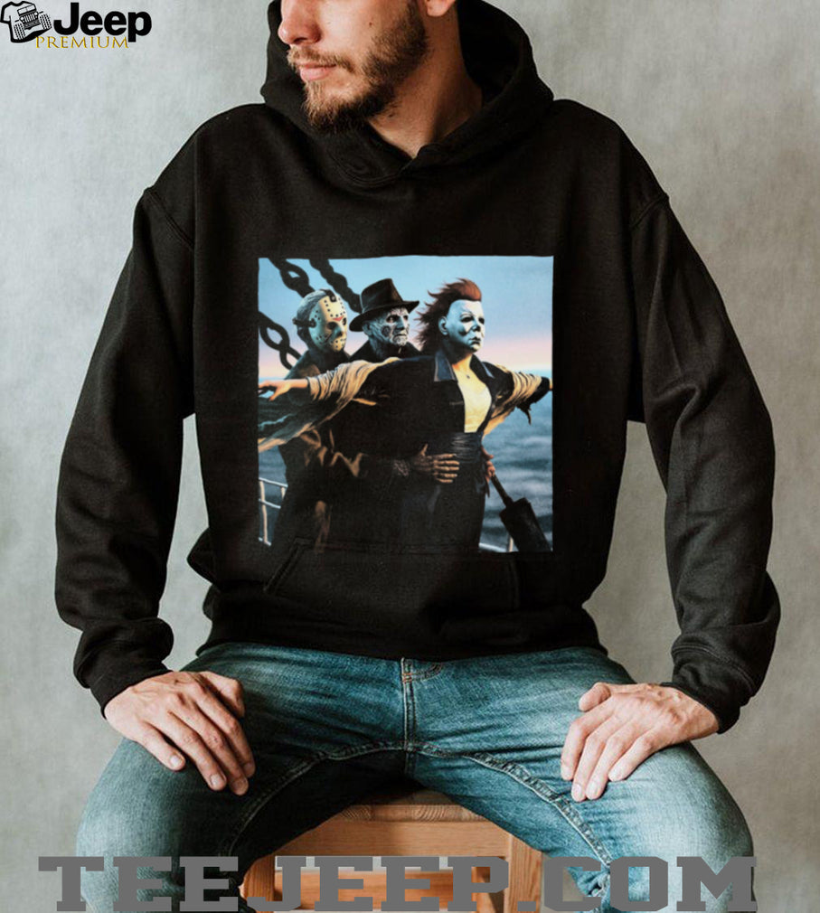 Horror Icons Titanic Parody Jason Michael Freddy T Shirt