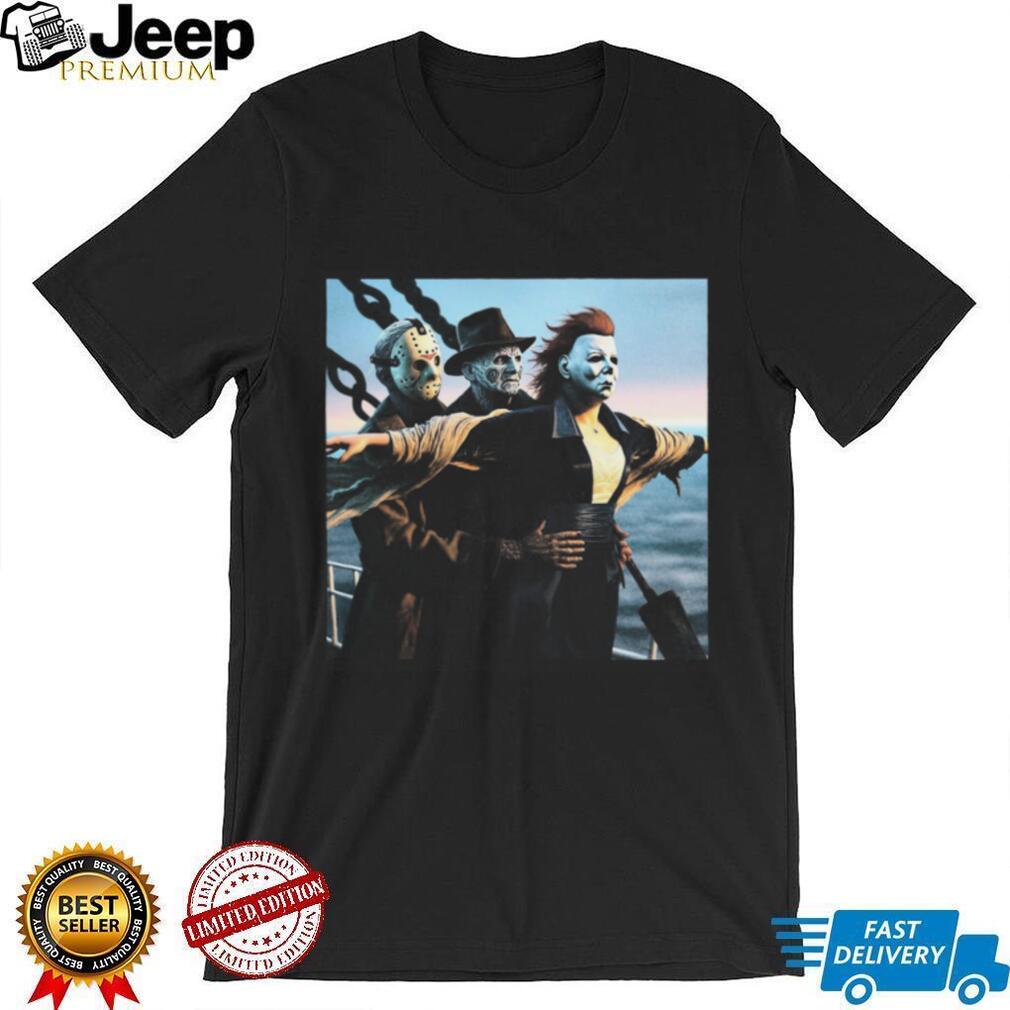 Horror Icons Titanic Parody Jason Michael Freddy T Shirt