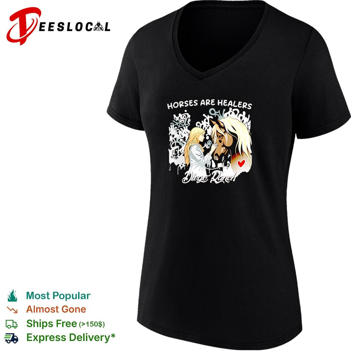 Horses are healers Diego Ranch cowgirl with horse dark graphic shirt