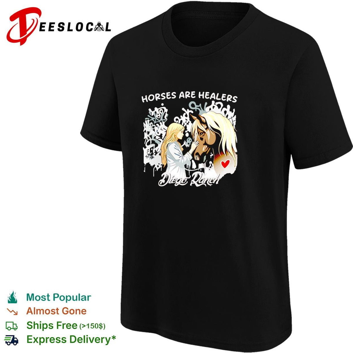 Horses are healers Diego Ranch cowgirl with horse dark graphic shirt