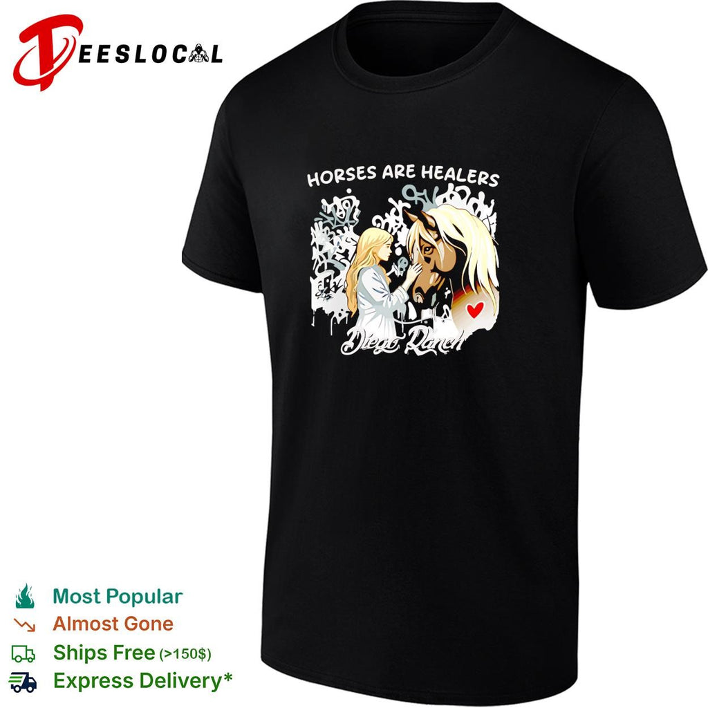 Horses are healers Diego Ranch cowgirl with horse dark graphic shirt