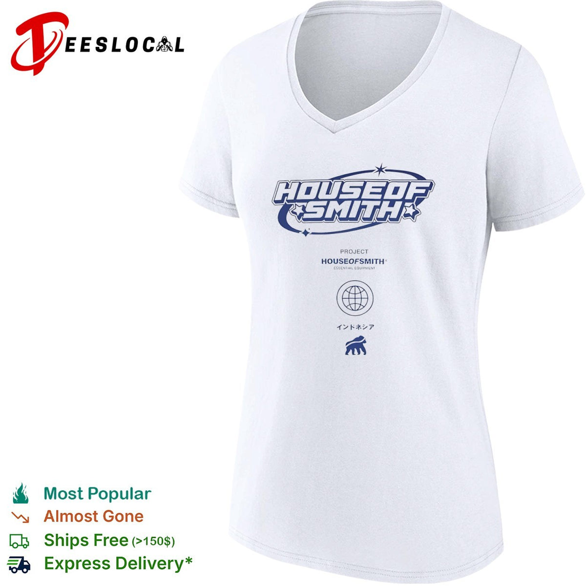 House of Smith Project Essential Equipment Indonesia Gorilla Globe Logo Shirt