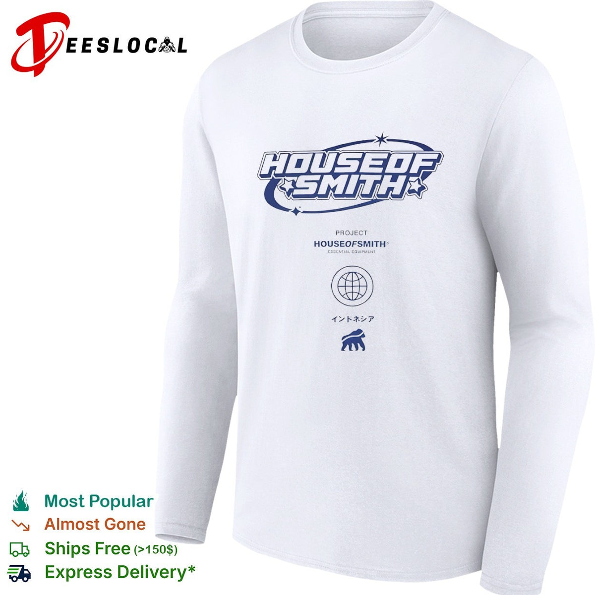 House of Smith Project Essential Equipment Indonesia Gorilla Globe Logo Shirt