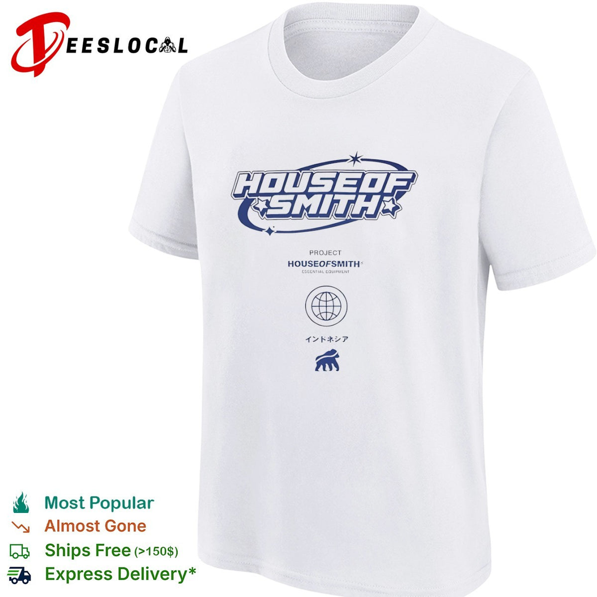 House of Smith Project Essential Equipment Indonesia Gorilla Globe Logo Shirt