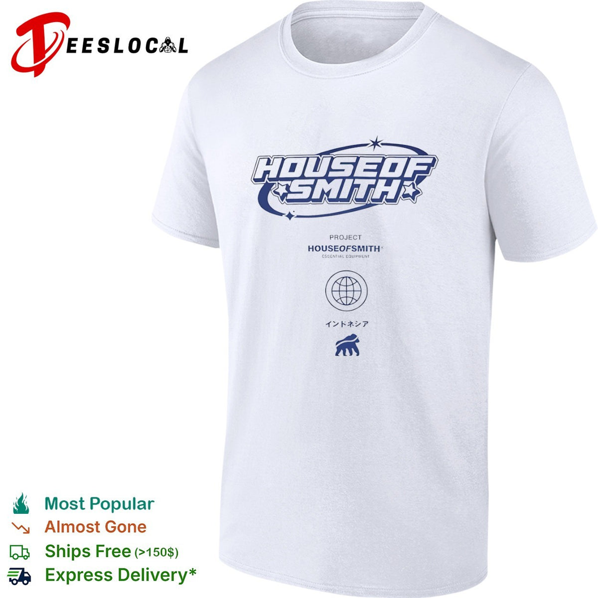 House of Smith Project Essential Equipment Indonesia Gorilla Globe Logo Shirt