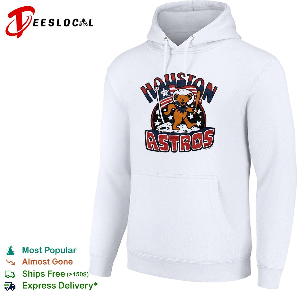 Houston Astros MLB x Grateful Dead bear steping on moon Americana shirt