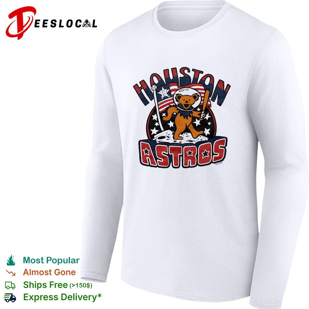 Houston Astros MLB x Grateful Dead bear steping on moon Americana shirt