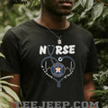 Houston Astros Nurse T Shirt MLB Healthcare Professional Heart Design T Shirt