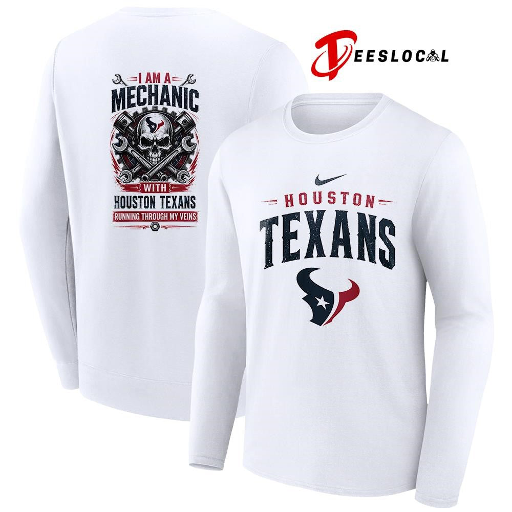 Houston Texans I am a mechanic running through my veins skeleton shirt
