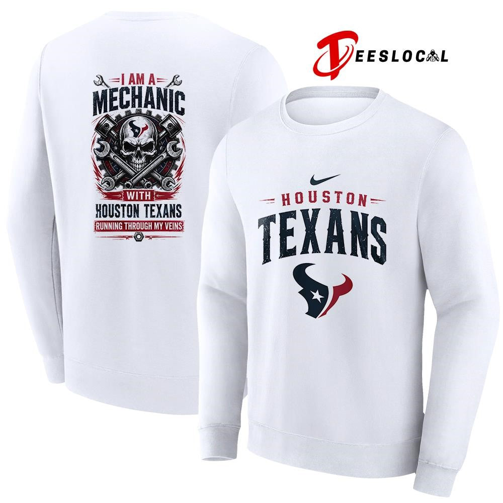 Houston Texans I am a mechanic running through my veins skeleton shirt