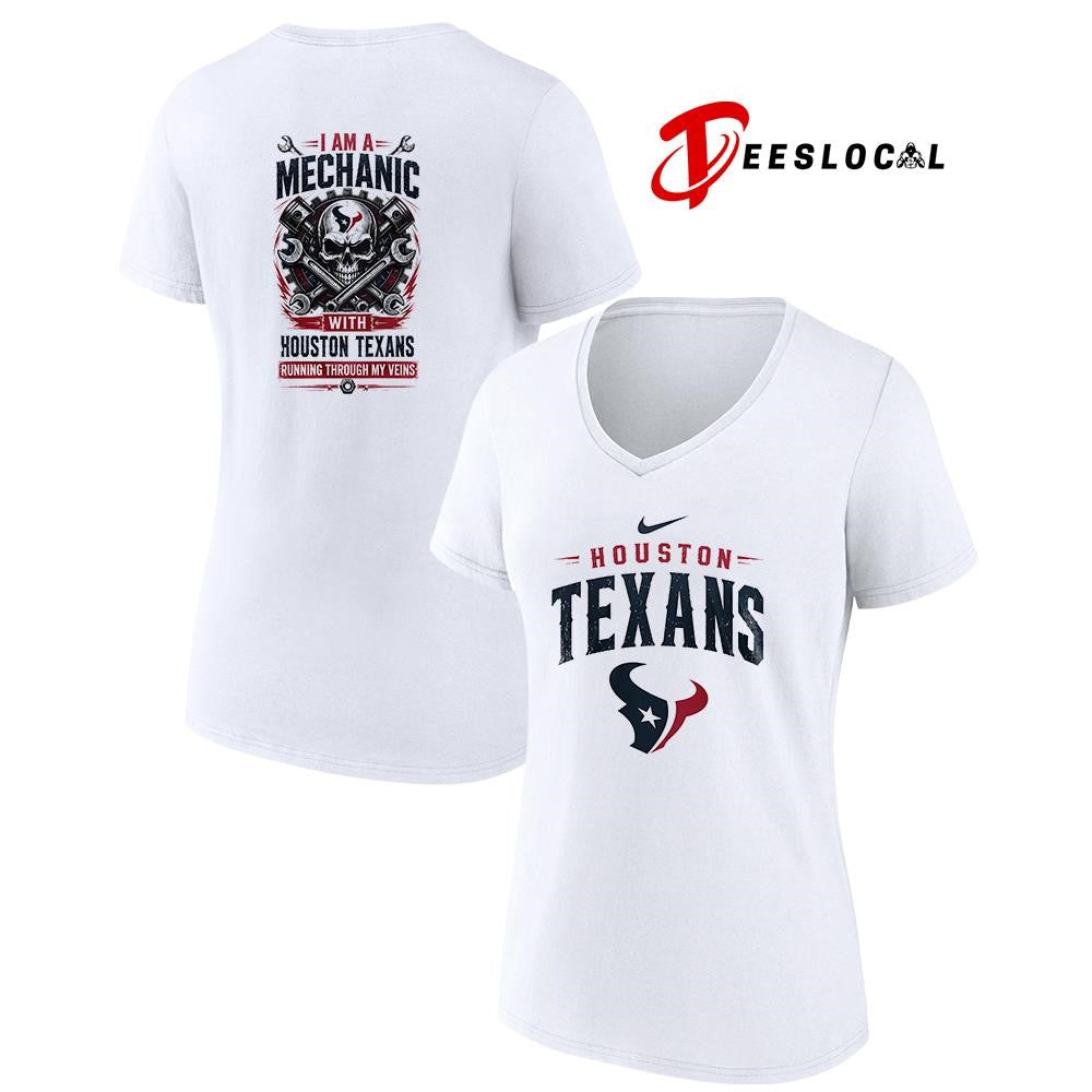 Houston Texans I am a mechanic running through my veins skeleton shirt