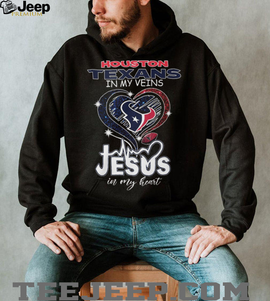 Houston Texans In My Veins Jesus In My Heart Football Faith T Shirt